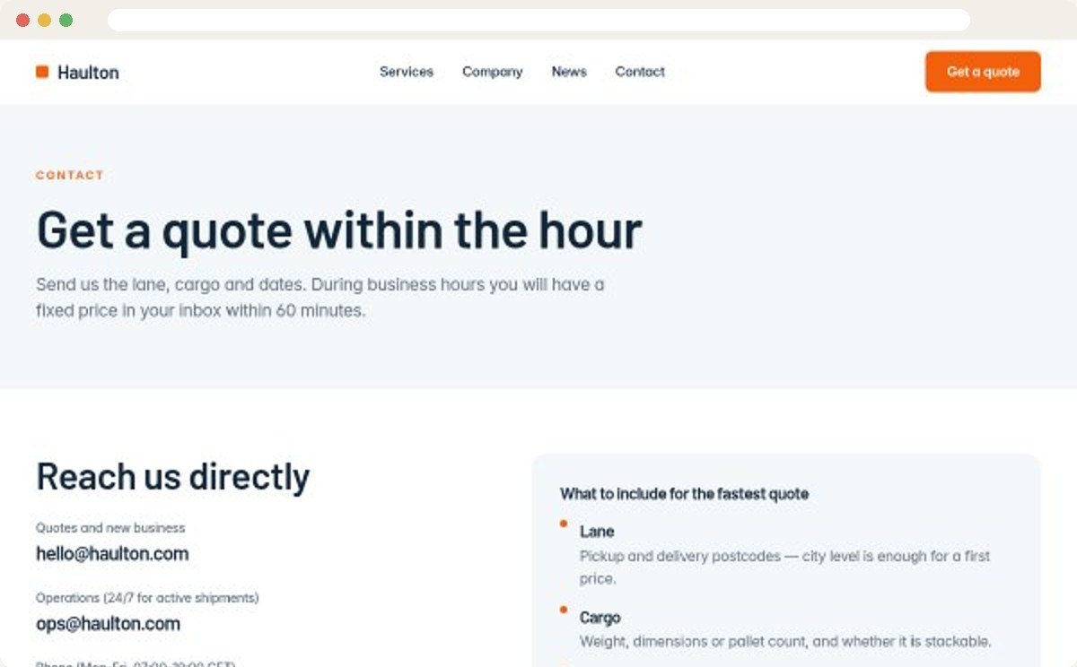 Contact page